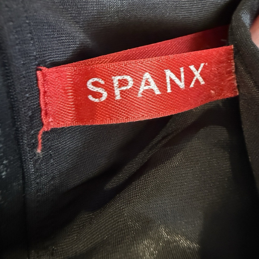 SPANX 2437 Faux Leather Leggings Black XL Womens Regular High Rise Slimming EUC - Picture 3 of 4